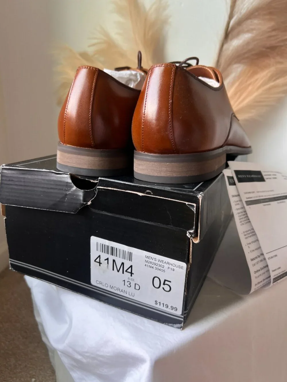Carlo Morandi Cognac Brown Leather Derby Dress Shoes Men’s 13D New